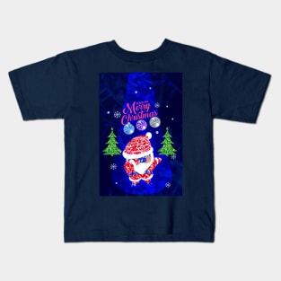 Sequin Santa Claus Dabbing Through The Snow, Christmas 2022 Kids T-Shirt